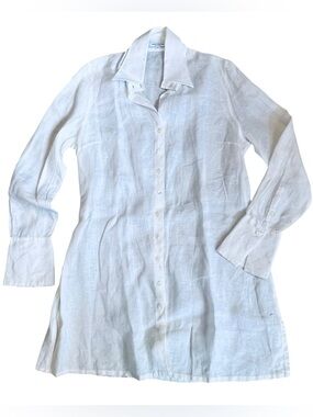 Anne Fontaine Women’s 10 Euro 42 White Linen Button Front Tunic Shirt Courtney